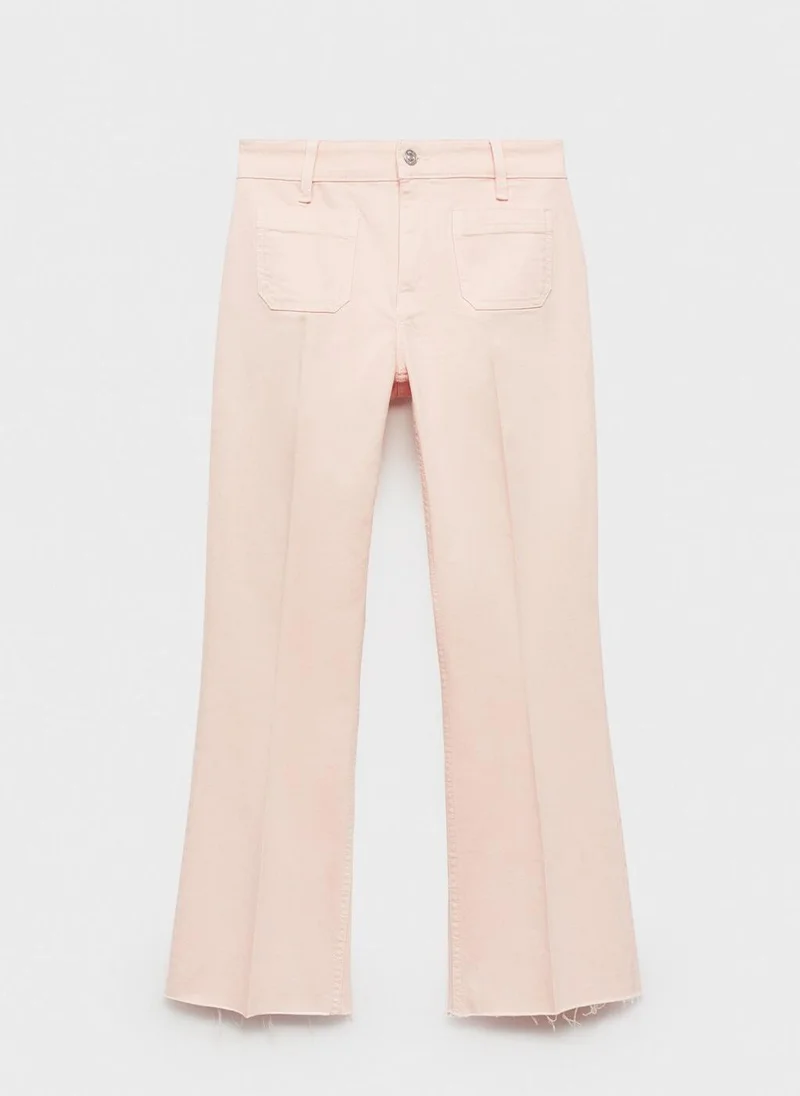 Mango  flared cropped jeans with pockets for Women | Best Price UAE